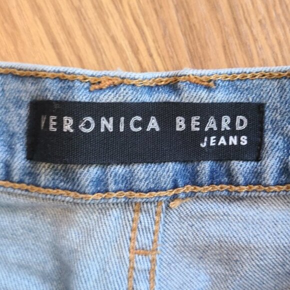 VERONICA BEARD CHARLIE BARREL LEG HIGH RISE JEANS CROPPED PATCHWORK DENIM sz 28 - Picture 7 of 9